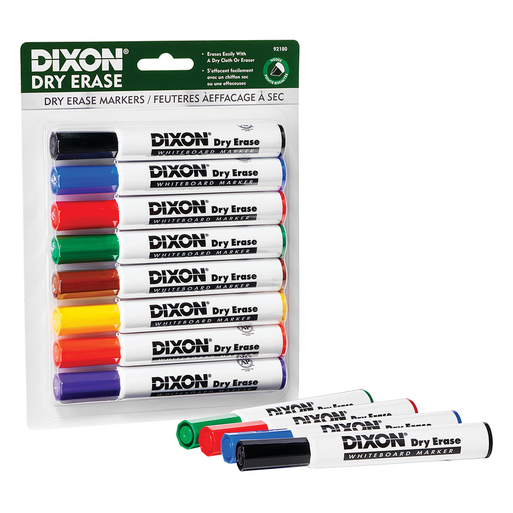 Dry Erase Markers, Wedge Tip, Assorted, Set of 8