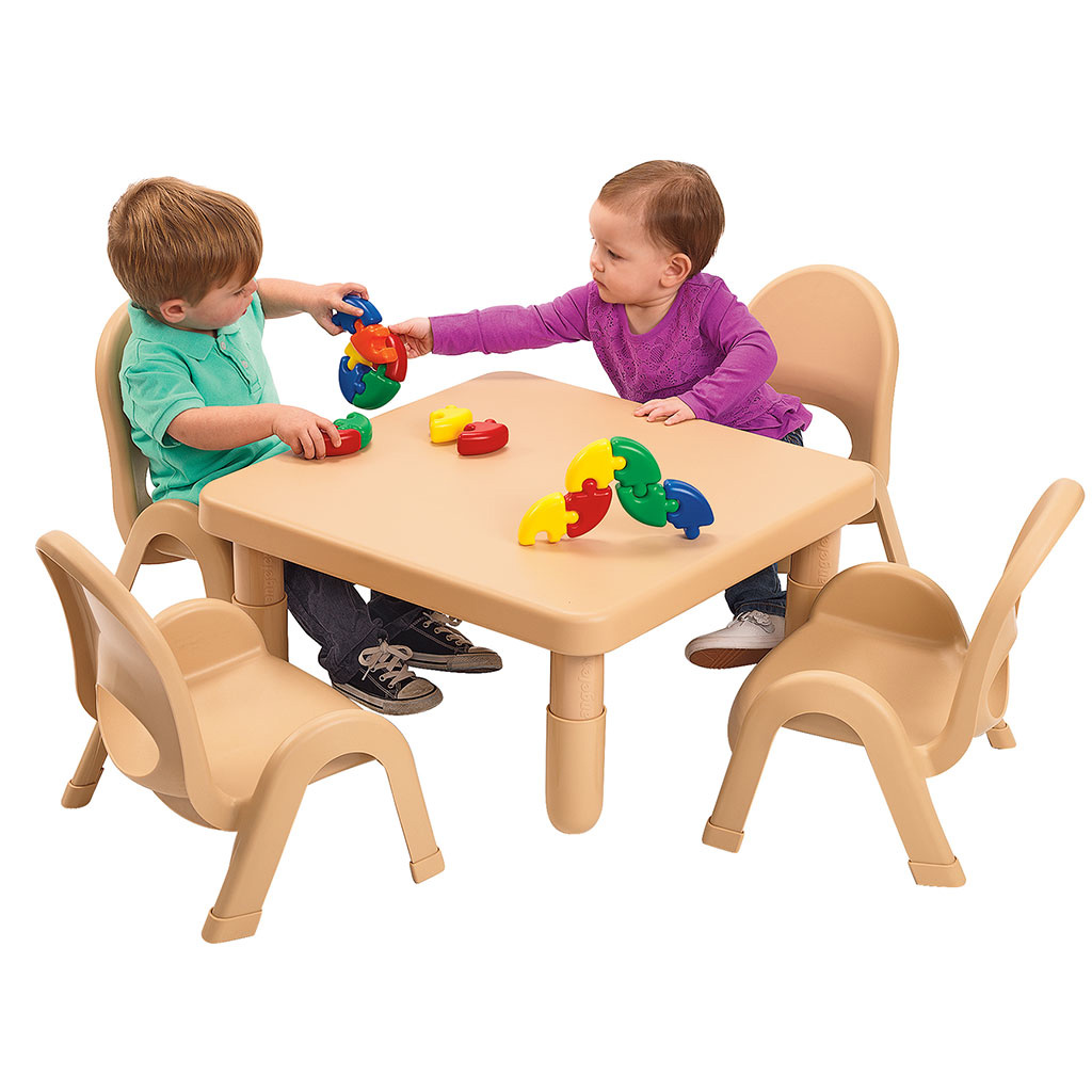 MyValue Toddler Table and Chair Set, Square, Natural