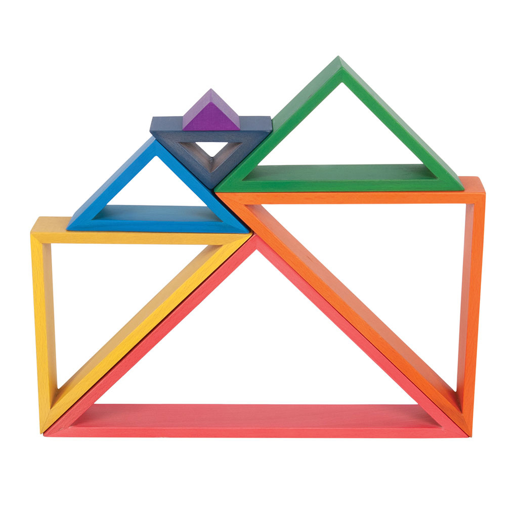 Wooden Architect Triangles, Rainbow, 7 Pieces