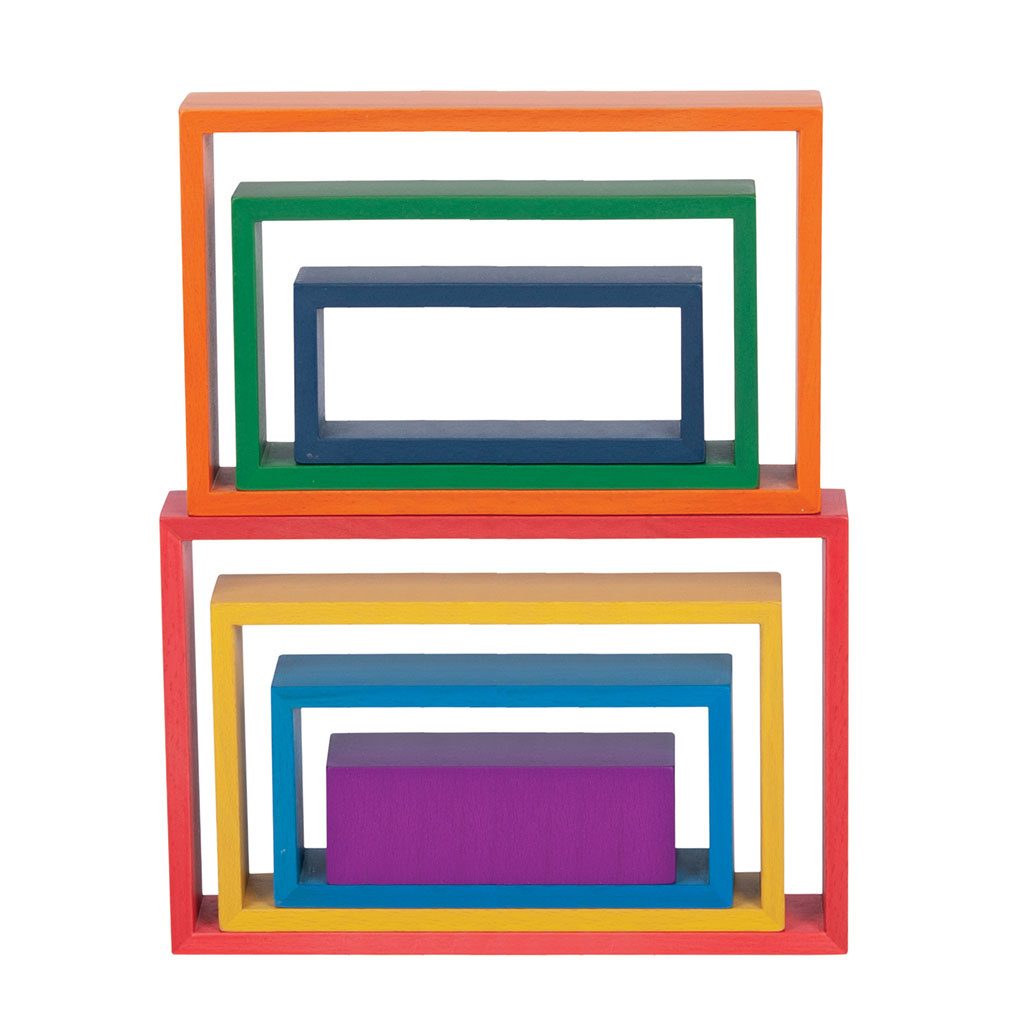 Wooden Architect Rectangles, Rainbow, 7 Pieces