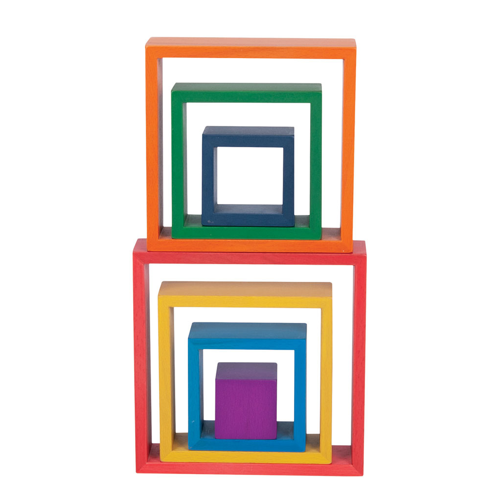 Wooden Architect Squares, Rainbow, 7 Pieces