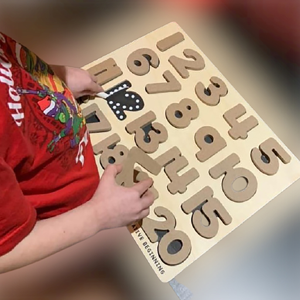Chunky Number Puzzle with Chalkboard Base