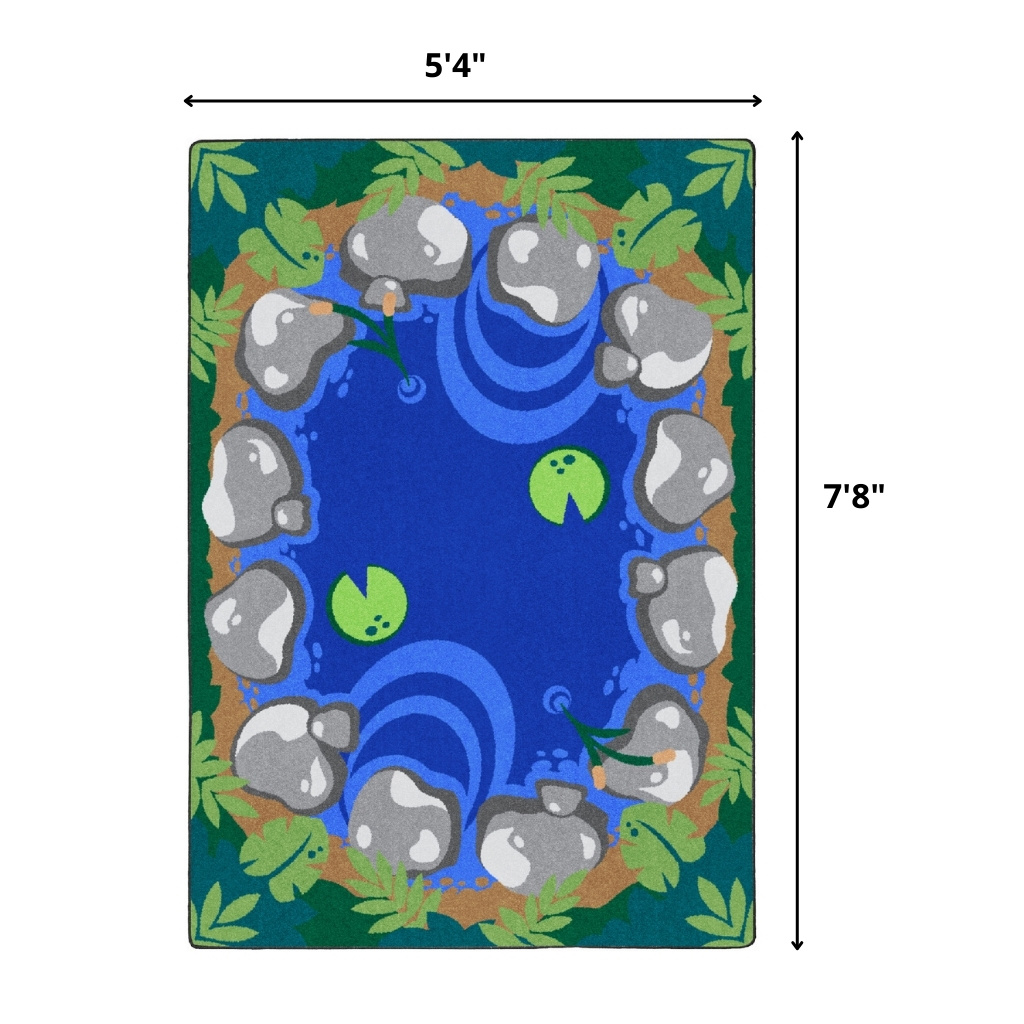 Tranquil Pond Rug, 5'4" x 7'8", Rectangle