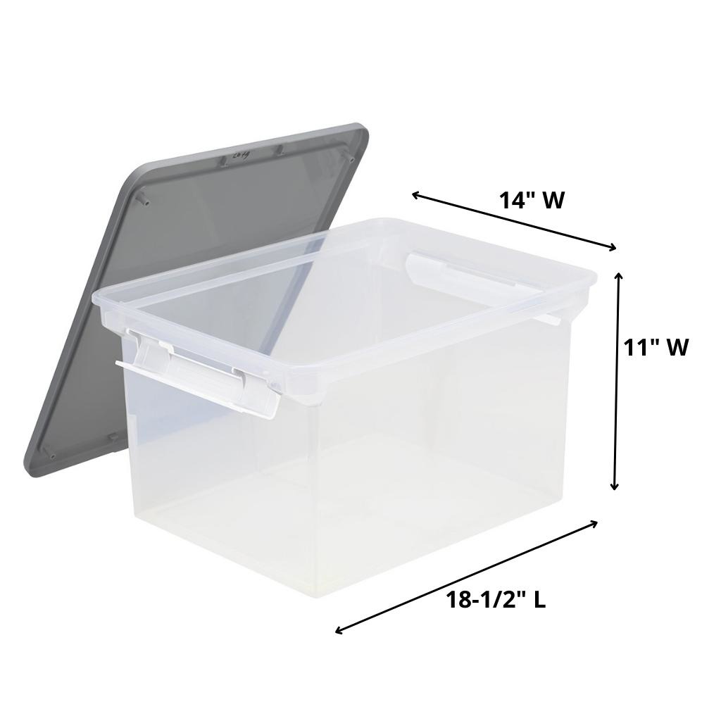 Clear Storage Tote with Locking Lid, 35 Litres, Set of 4
