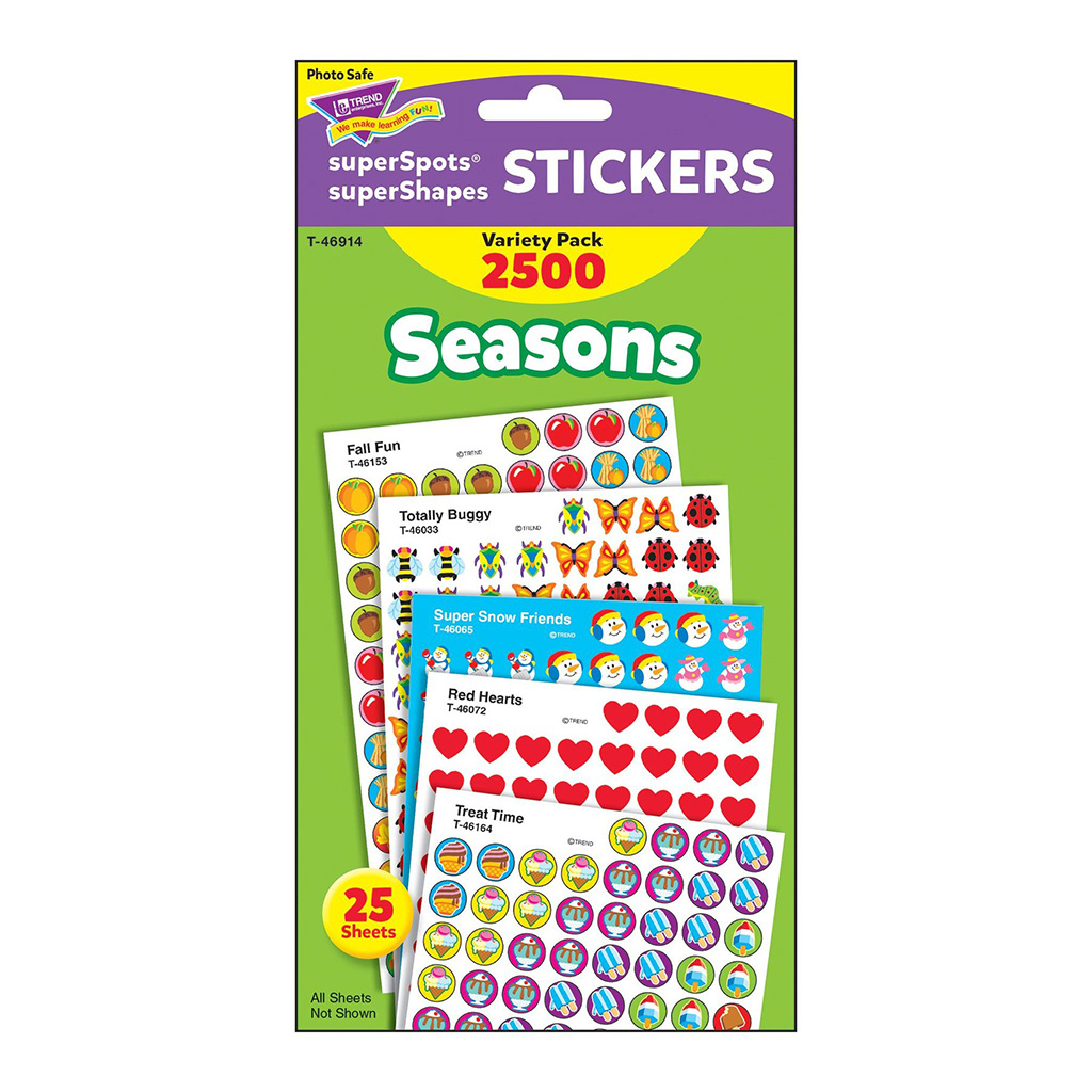 Seasons SuperSpots Stickers, 2500 Pieces