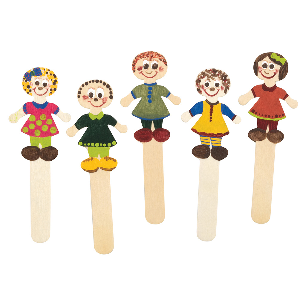 People Shaped Wooden Craft Sticks, 36 Pieces