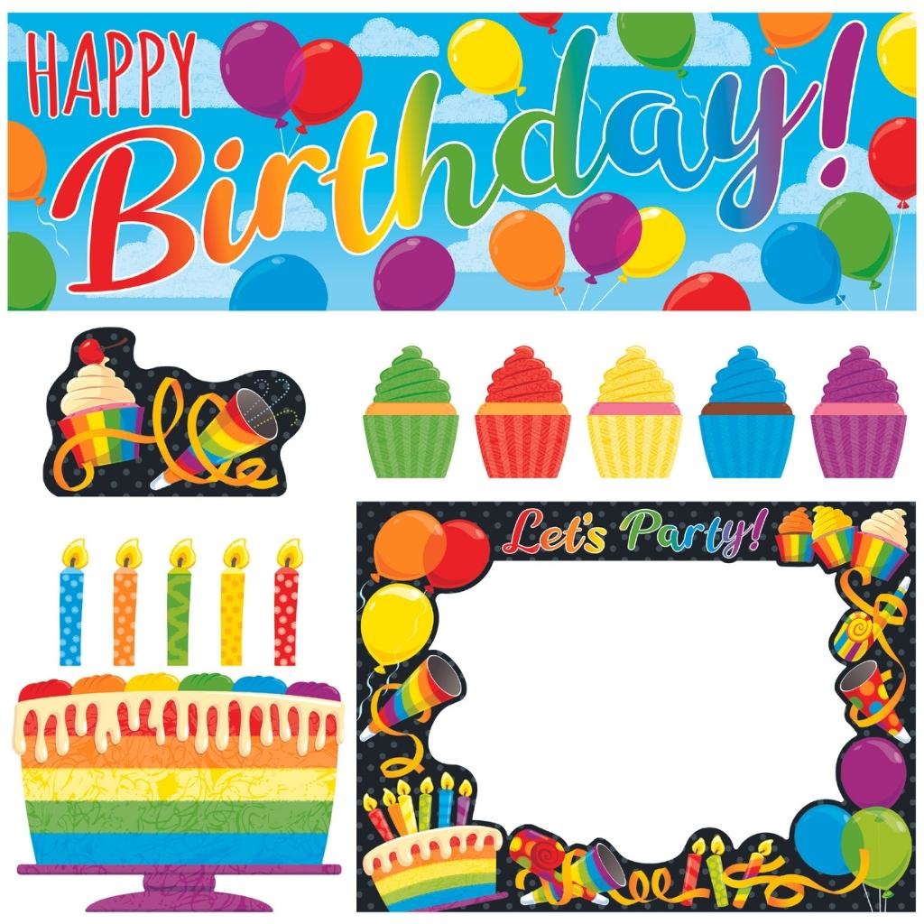 Rainbow Birthday Wipe-Off Learning Set, 30 Pieces