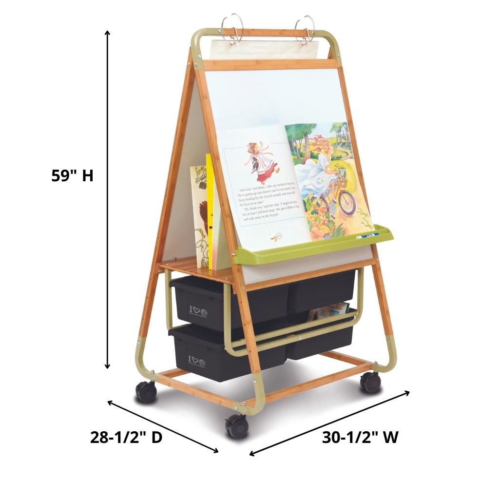 Double Sided Bamboo Teaching Easel with 100% Recycled Tubs