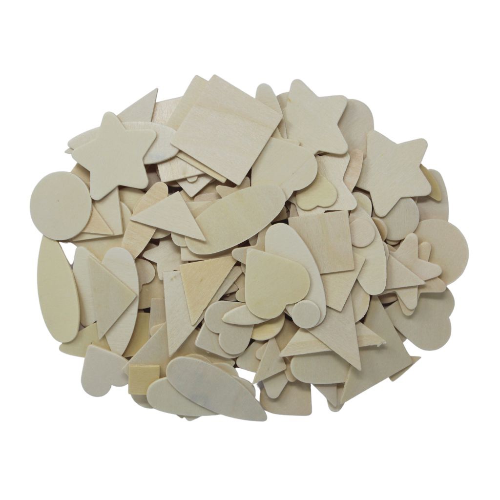 Wood Shapes, Assorted Shapes, 150 Pieces