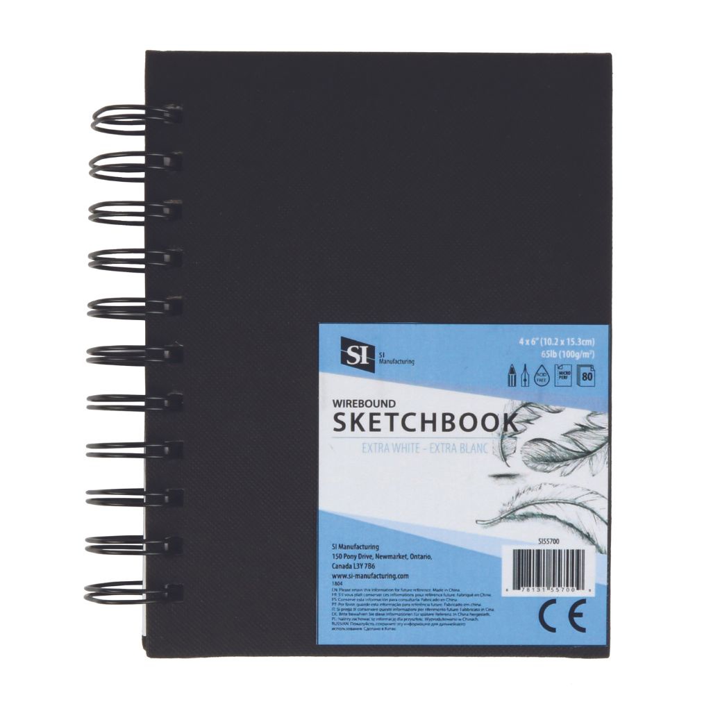 Hardcover Wirebound Sketchbook, 65 lb, 4" x 6", 80 Pages