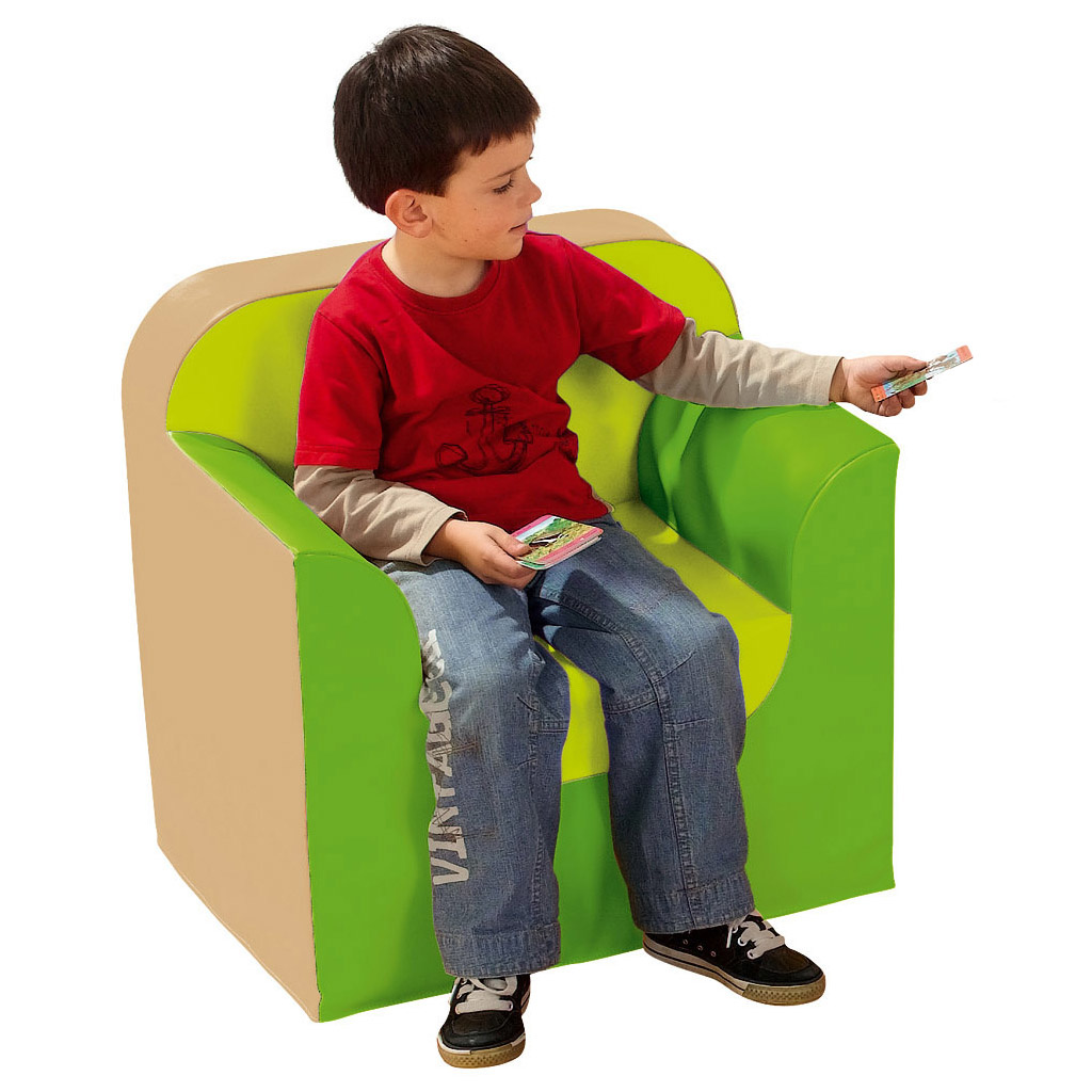 Preschool Soft Armchair, 10", Beige/Green