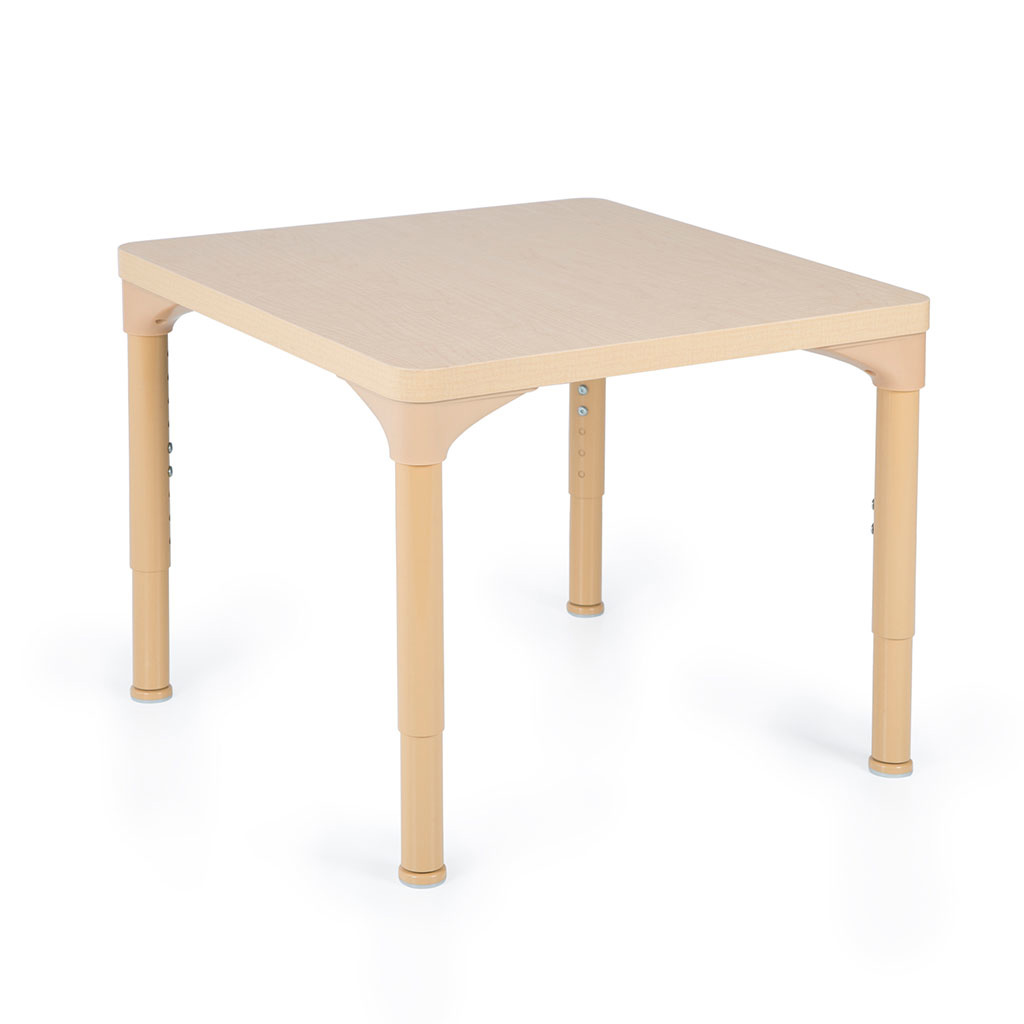 Chunky Table and Chairs Set, 24" x 24", Square, Maple