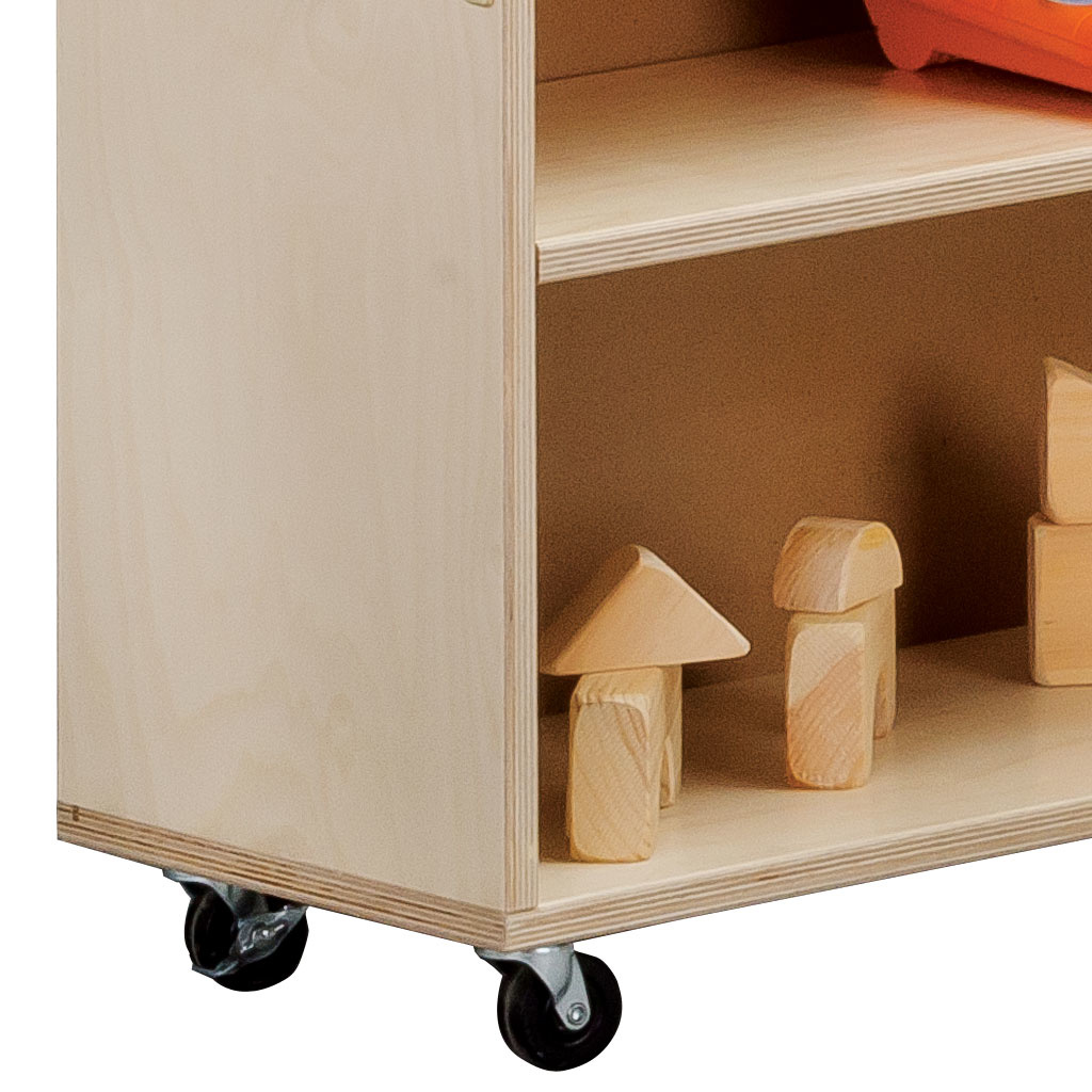 Tall Adjustable Shelving Hinged Mobile Unit, Birch