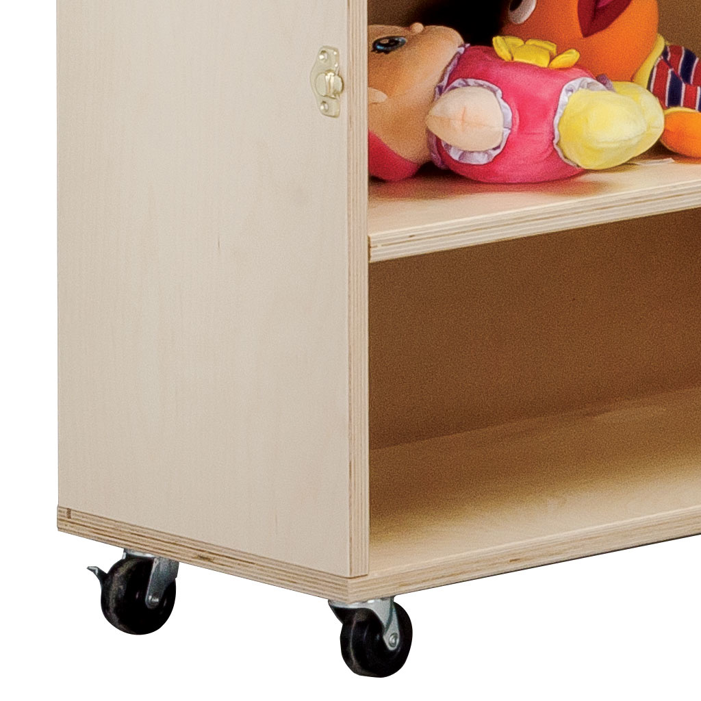 Low Adjustable Hinged Mobile Shelving Unit, Birch