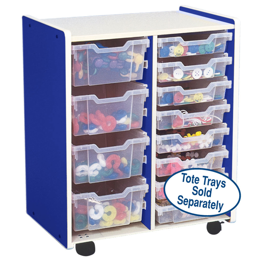 2-Section Mobile Gratnell Tray Storage Unit, Blue