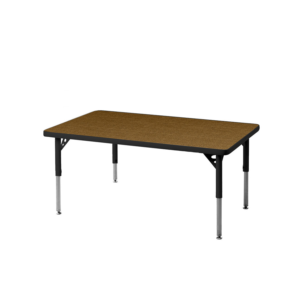 Aktivity Adjustable Table, 24" x 48", Rectangle, Golden Oak with Black, 17"-25" High