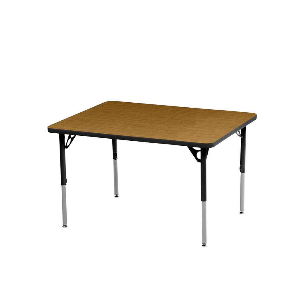 Aktivity Adjustable Table, 30" x 48", Rectangle, Golden Oak with Black, 17"-25" High