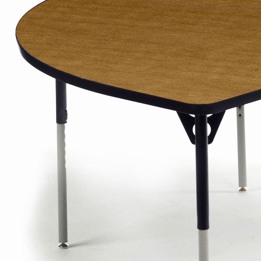 Aktivity Adjustable Table, 36" x 60", Kidney, Golden Oak with Black, 22”-30” High