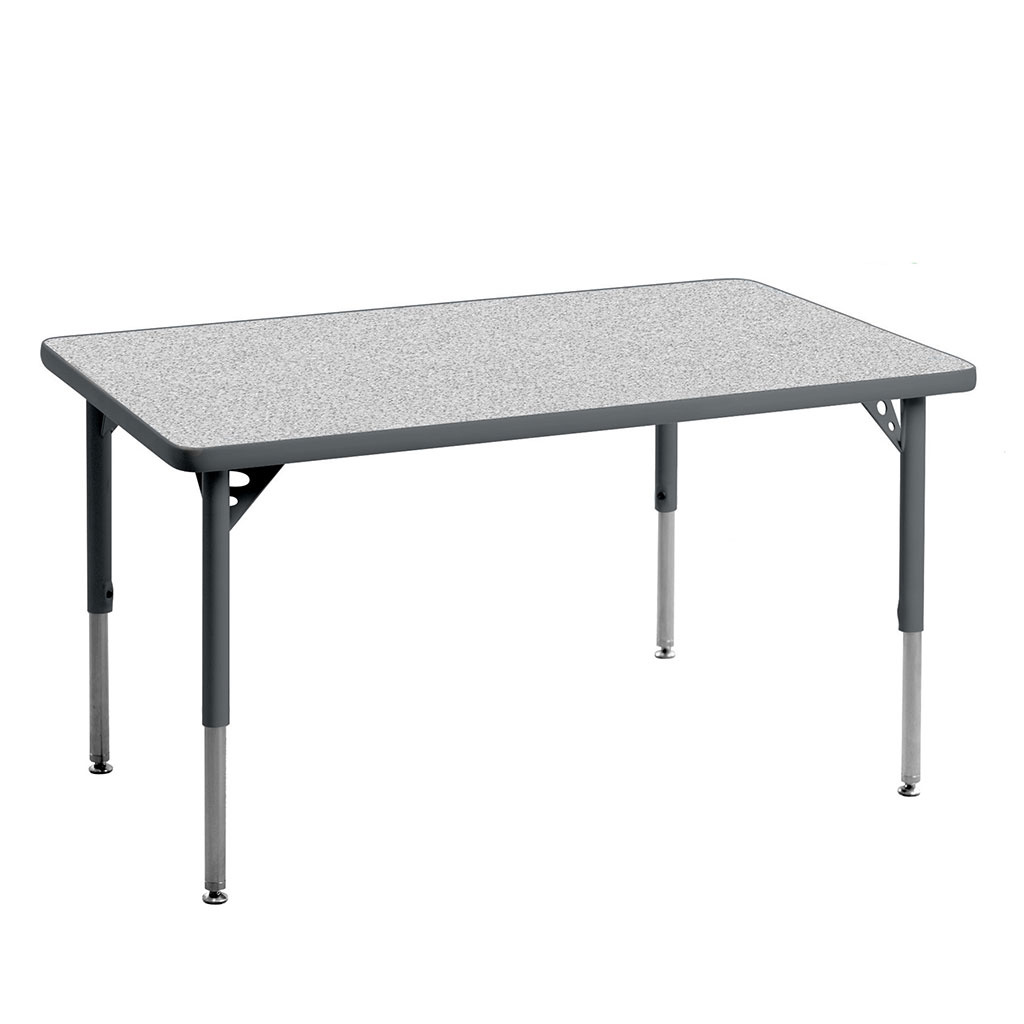 Aktivity Adjustable Table, 24" x 48", Rectangle, Grey with Grey, 17"-25" High