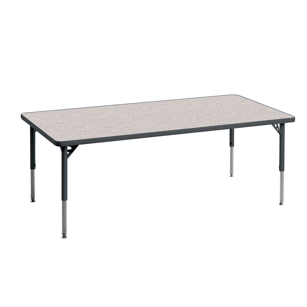 Aktivity Adjustable Table, 30" x 60", Rectangle, Grey with Grey, 17"-25" High