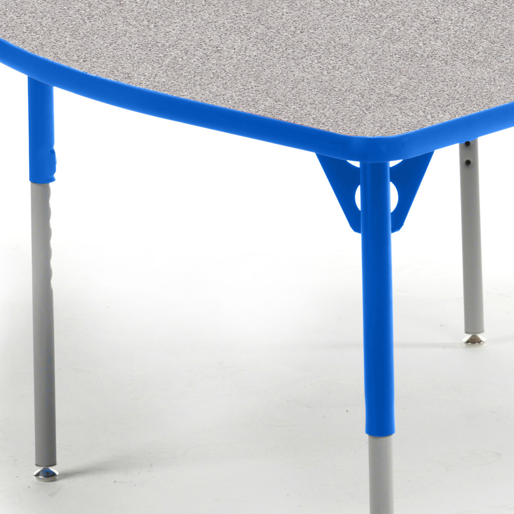 Aktivity Adjustable Table, 36" x 60", Kidney, Grey with Blue, 17"-25" High