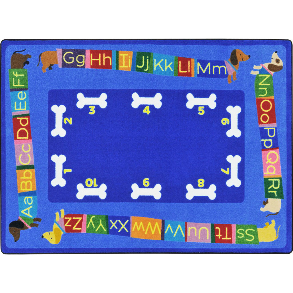 Doggone Good Alphabet Rug, 7'8" x 10'9", Rectangle, Primary