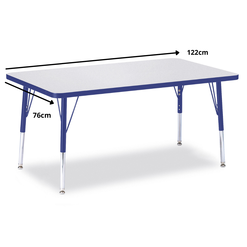 Berries Adjustable Table, 30" x 48", Rectangle, Grey with Blue, 15"-24" High