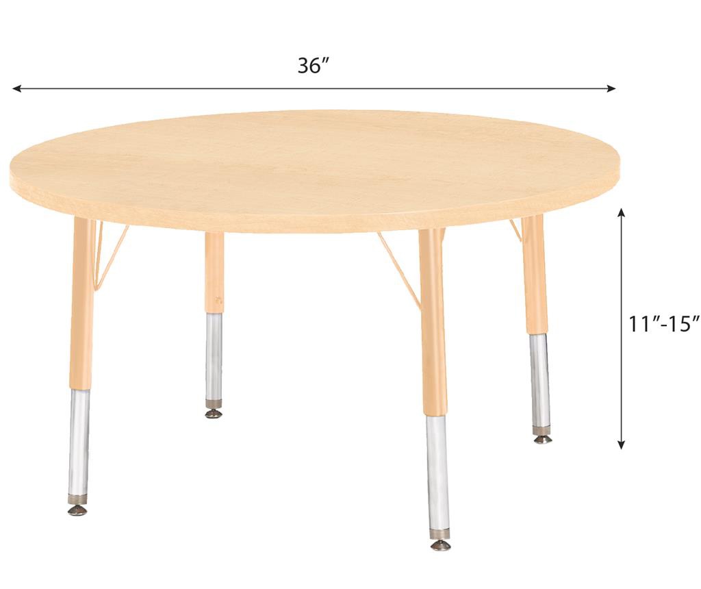 Berries Adjustable Table, 36", Round, Maple with Maple, 11"-15" High