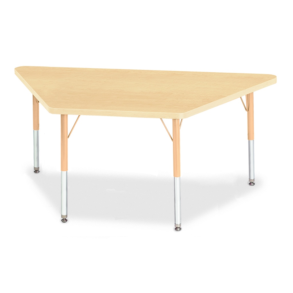 Berries Adjustable Table, 30" x 60", Trapezoid, Maple with Maple, 15"-24" High