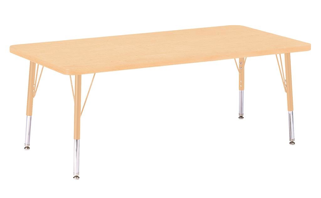 Berries Adjustable Table, 30" x 72", Rectangle, Maple with Maple, 11"-15" High