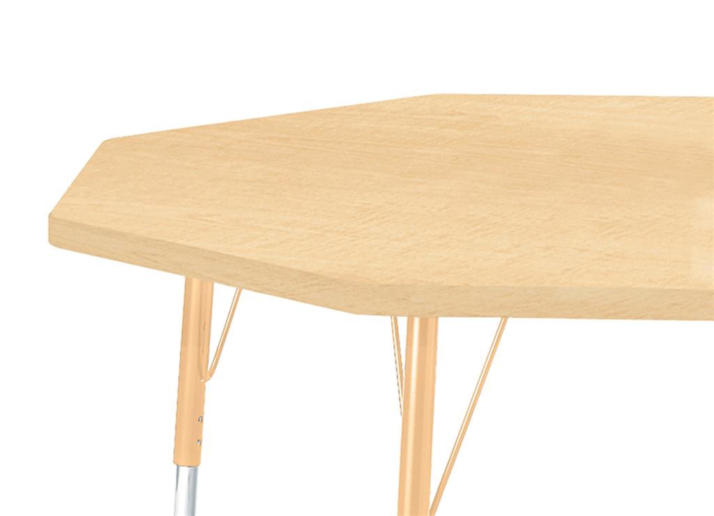 Berries Adjustable Table, 48", Octagon, Maple with Maple, 11"-15" High