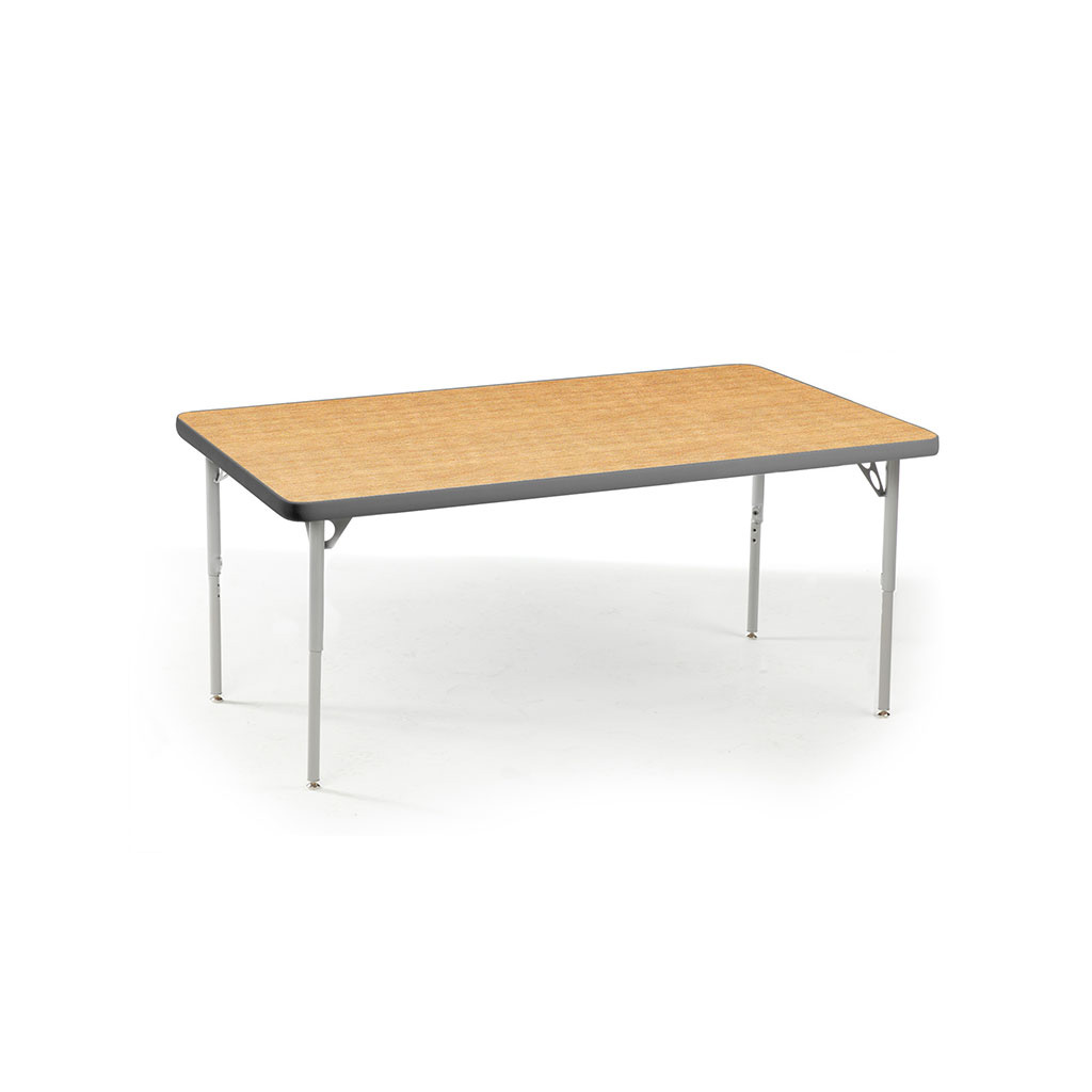 Aktivity Adjustable Table, 24" x 48", Rectangle, Maple with Grey, 17"-25" High