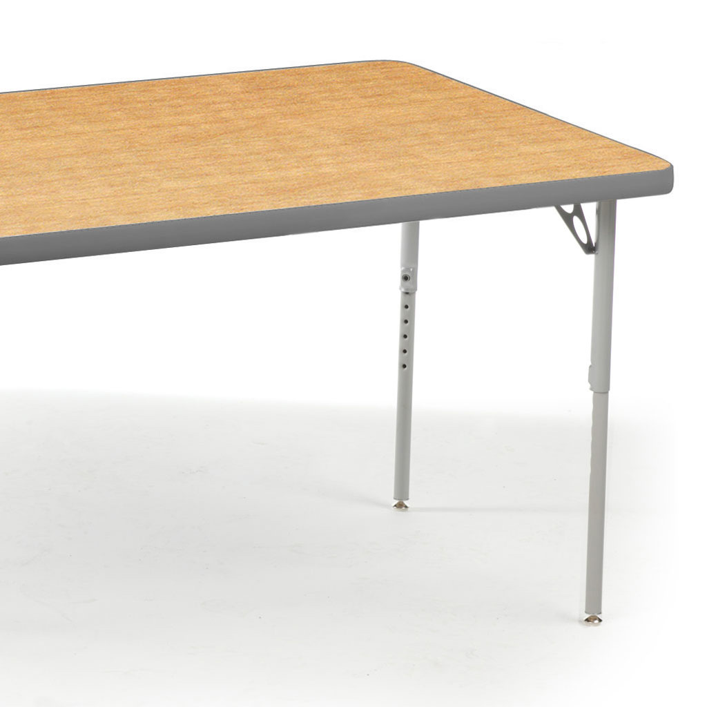Aktivity Adjustable Table, 24" x 48", Rectangle, Maple with Grey, 22”-30” High
