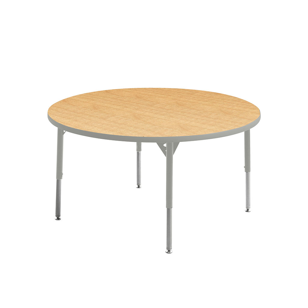 Aktivity Adjustable Table, 48", Round, Maple with Grey, 17"-25" High