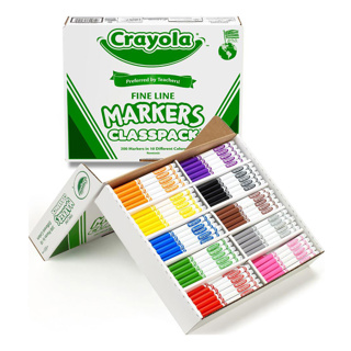 Crayola Non-Washable Fine Line Markers Classpack, Set of 200