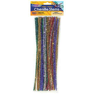Jumbo Sparkle Pipe Cleaners, 12" Long, 100 Pieces