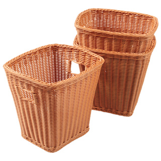 Deep Plastic Woven Baskets, Set of 3