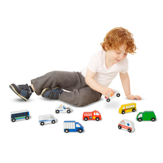 Wooden Town Vehicles, Set of 9
