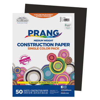 Prang Construction Paper, 9" x 12", Black, 50 Sheets