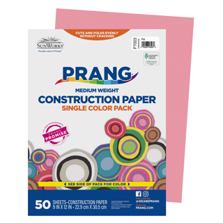Prang Construction Paper, 9" x 12", Pink, 50 Sheets