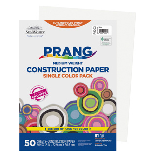 Prang Construction Paper, 9" x 12", White, 50 Sheets