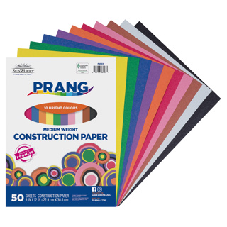 Prang Construction Paper, 9" x 12", Assorted, 50 Sheets