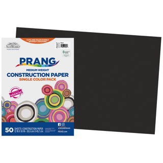 Prang Construction Paper, 12" x 18", Black, 50 Sheets