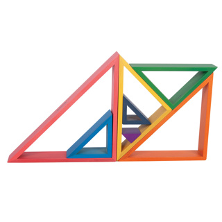 Wooden Architect Triangles, Rainbow, 7 Pieces