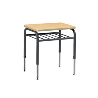 Zenith Open Shelf Student Desk, 18" x 24", Rectangle, Maple with Black, 17"-25" High