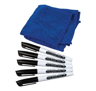 Dry Erase Markers & Microfiber Towels, Set of 5