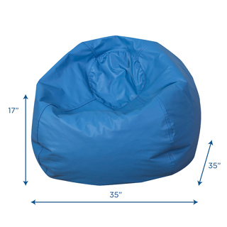 Bean Bag Chair, 35" Diameter, Deep Water Blue