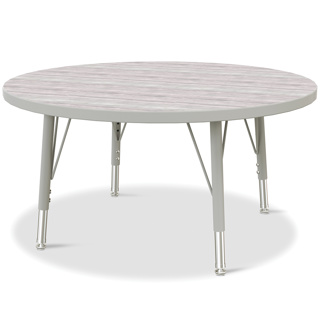 Berries Adjustable Table, 36", Round, Driftwood with Grey, 15"-24" High