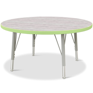 Berries Adjustable Table, 36", Round, Driftwood with Key Lime, 15"-24" High