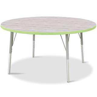 Berries Adjustable Table, 48", Round, Driftwood with Key Lime, 15"-24" High